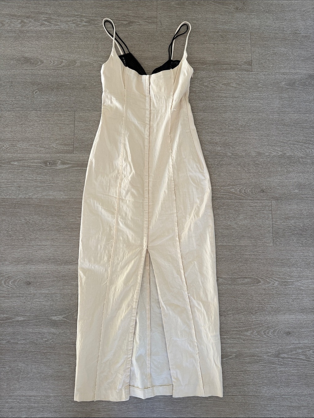 ZARA Cream/Ecru Corset-Style Cotton Maxi Dress | XS